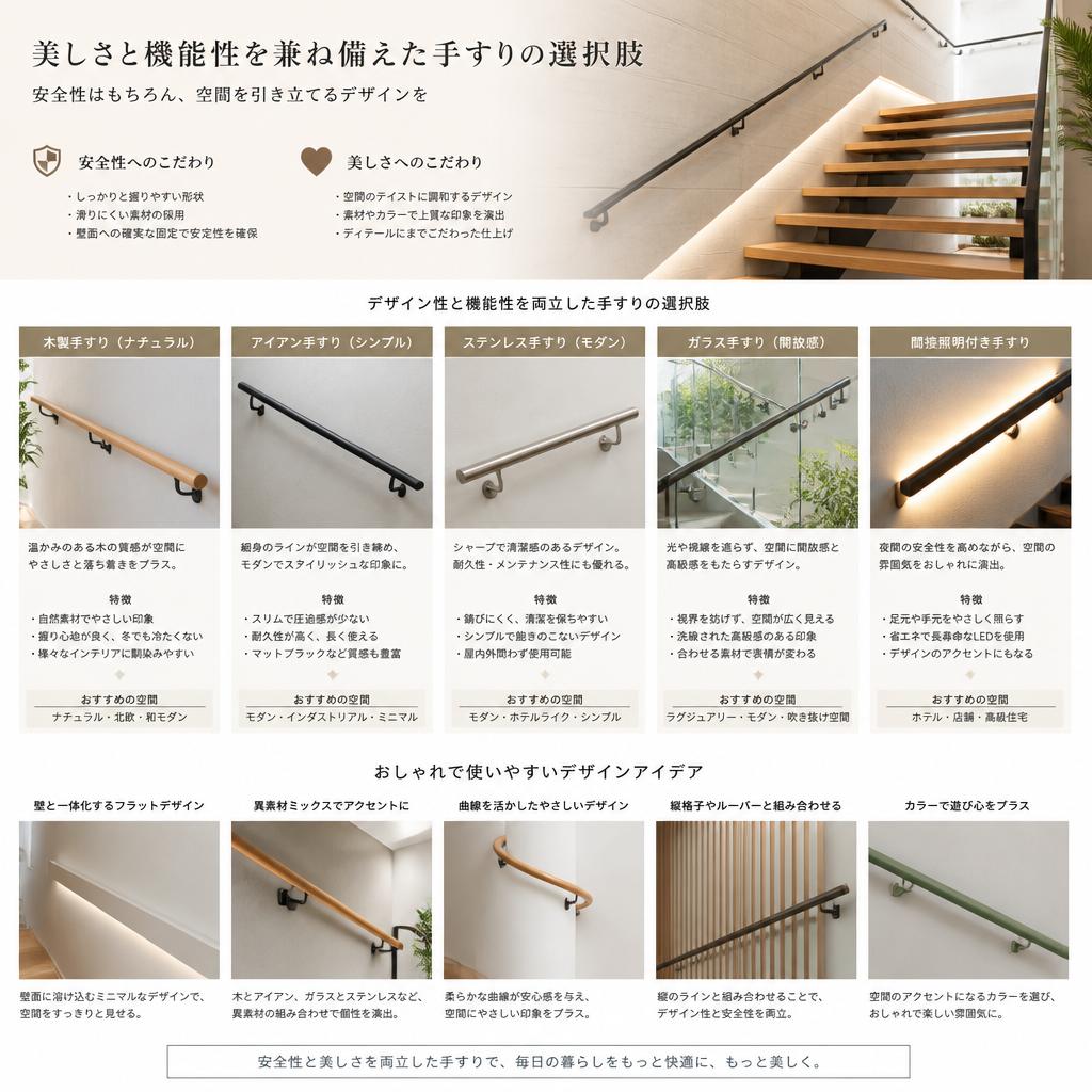デザイン性を兼ね備えた手すり