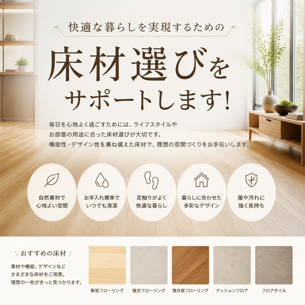 快適な暮らしを実現するための床材選びをサポートします！