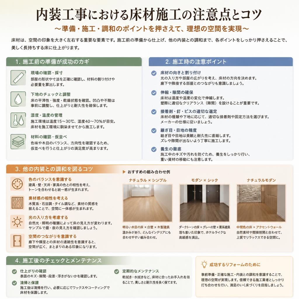 内装工事での床材施工の注意点