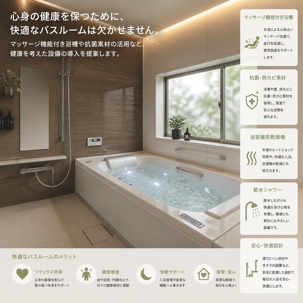 健康と癒しのバスルームに