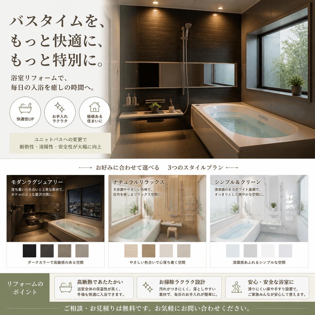 快適な浴室リフォームで癒しの空間を