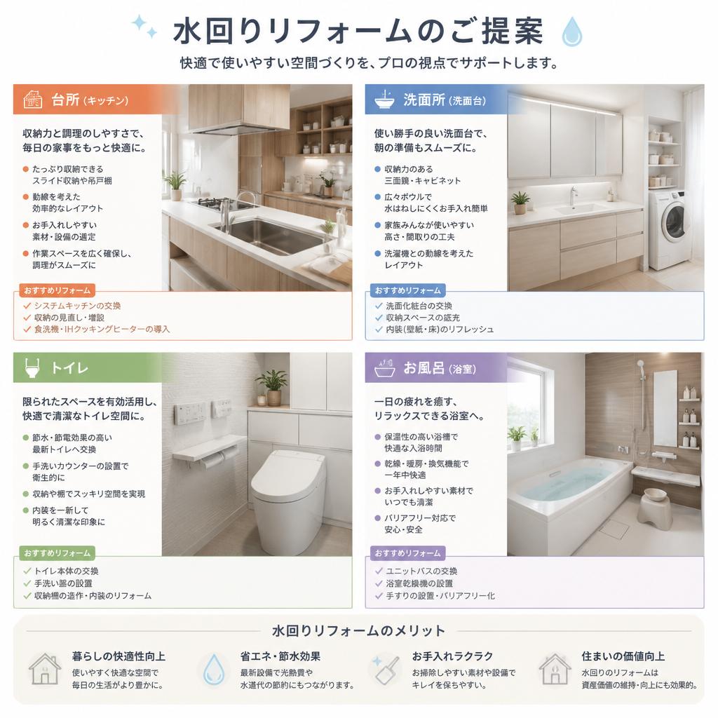水回りの各エリア紹介