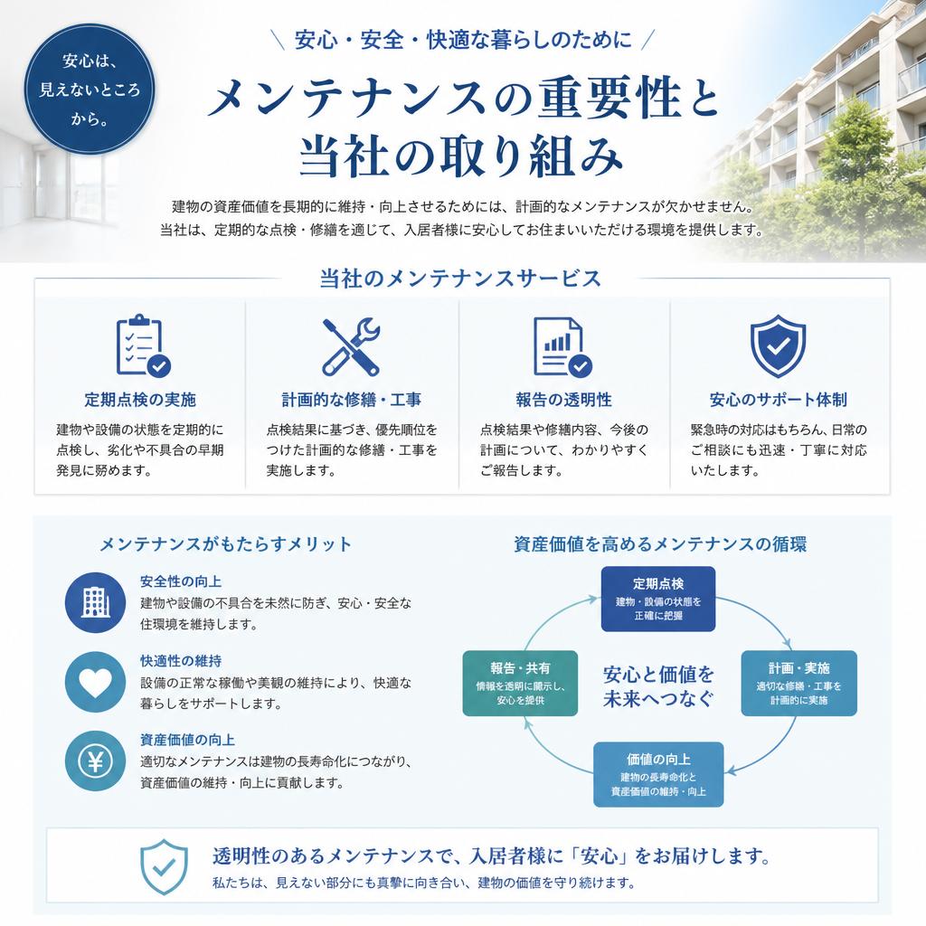 透明性のあるメンテナンスで安心を提供