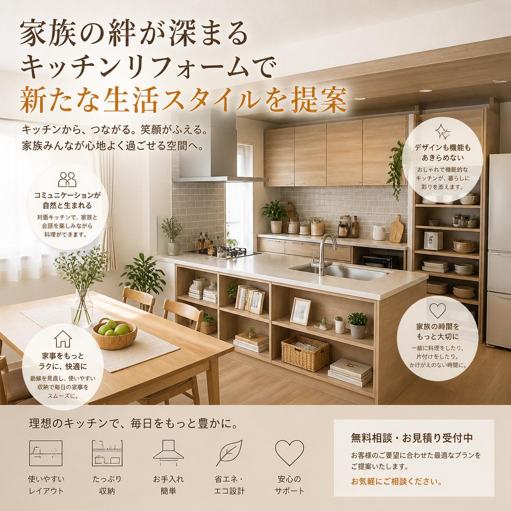 家族の絆が深まるキッチンリフォームで新たな生活スタイルを提案