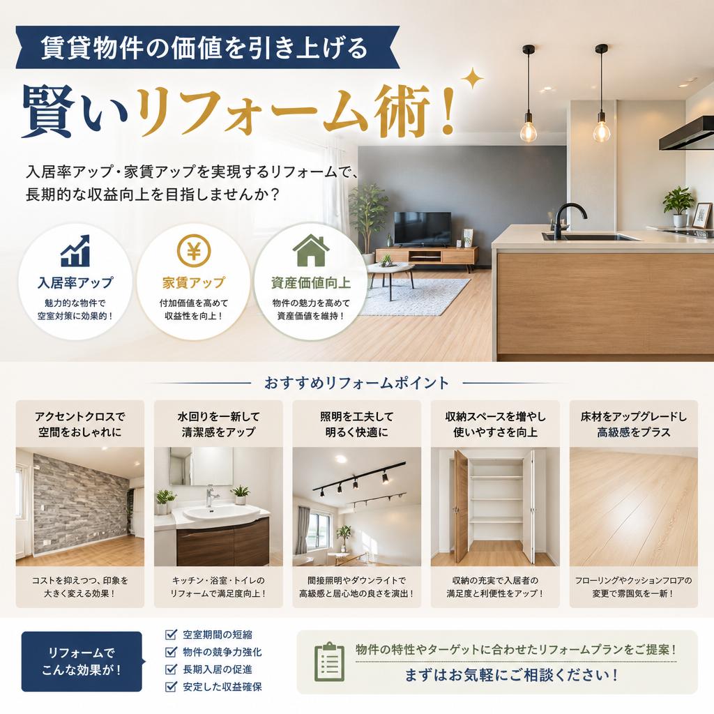 賃貸物件の価値を引き上げる賢いリフォーム術！