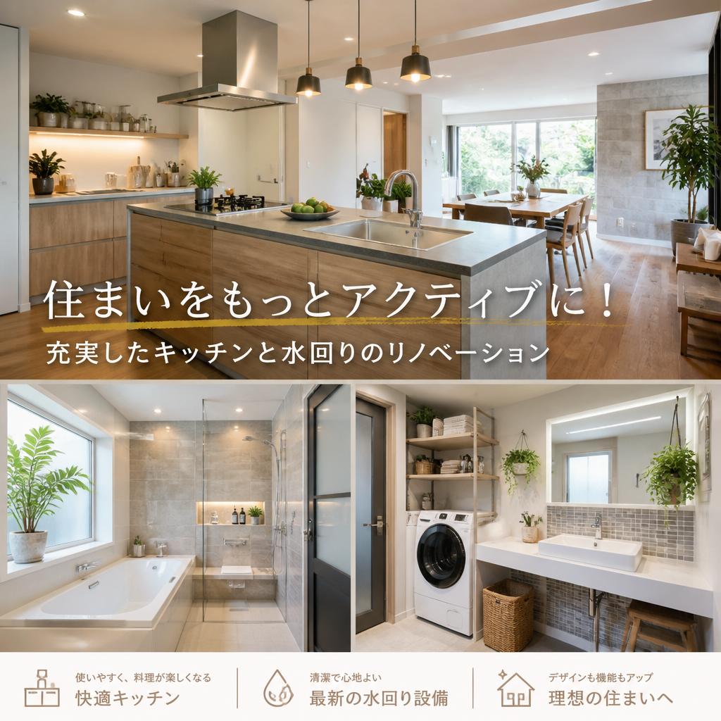 住まいをもっとアクティブに！充実したキッチンと水回りのリノベーション