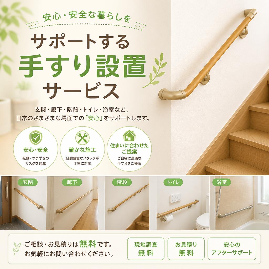 安心・安全な暮らしをサポートする手すり設置サービス