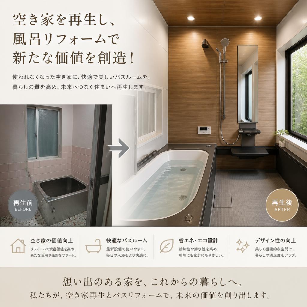 空き家を再生し、風呂リフォームで新たな価値を創造！