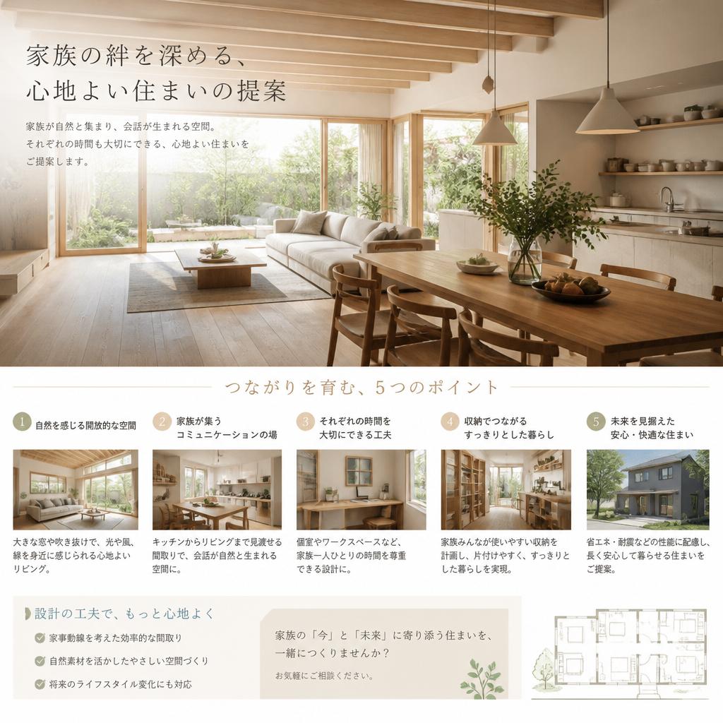 家族の絆を深める、心地よい住まいの提案