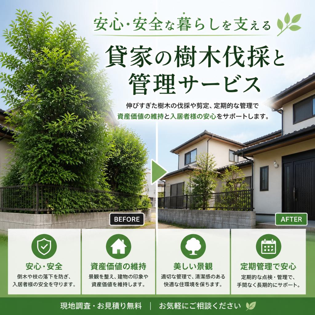 安心・安全な暮らしを支える貸家の樹木伐採と管理サービス