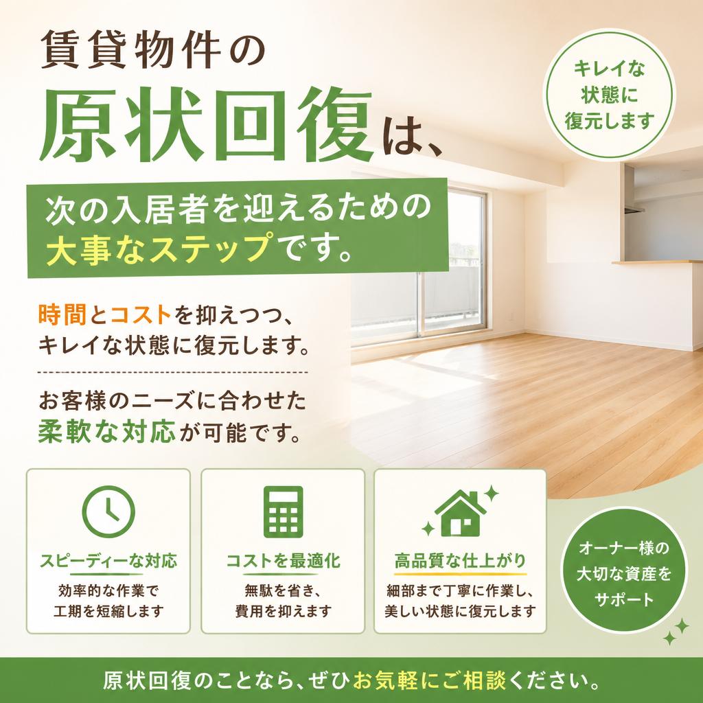 賃貸物件の原状回復もお任せ！