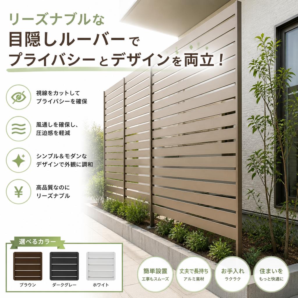 リーズナブルな目隠しルーバーでプライバシーとデザインを両立！