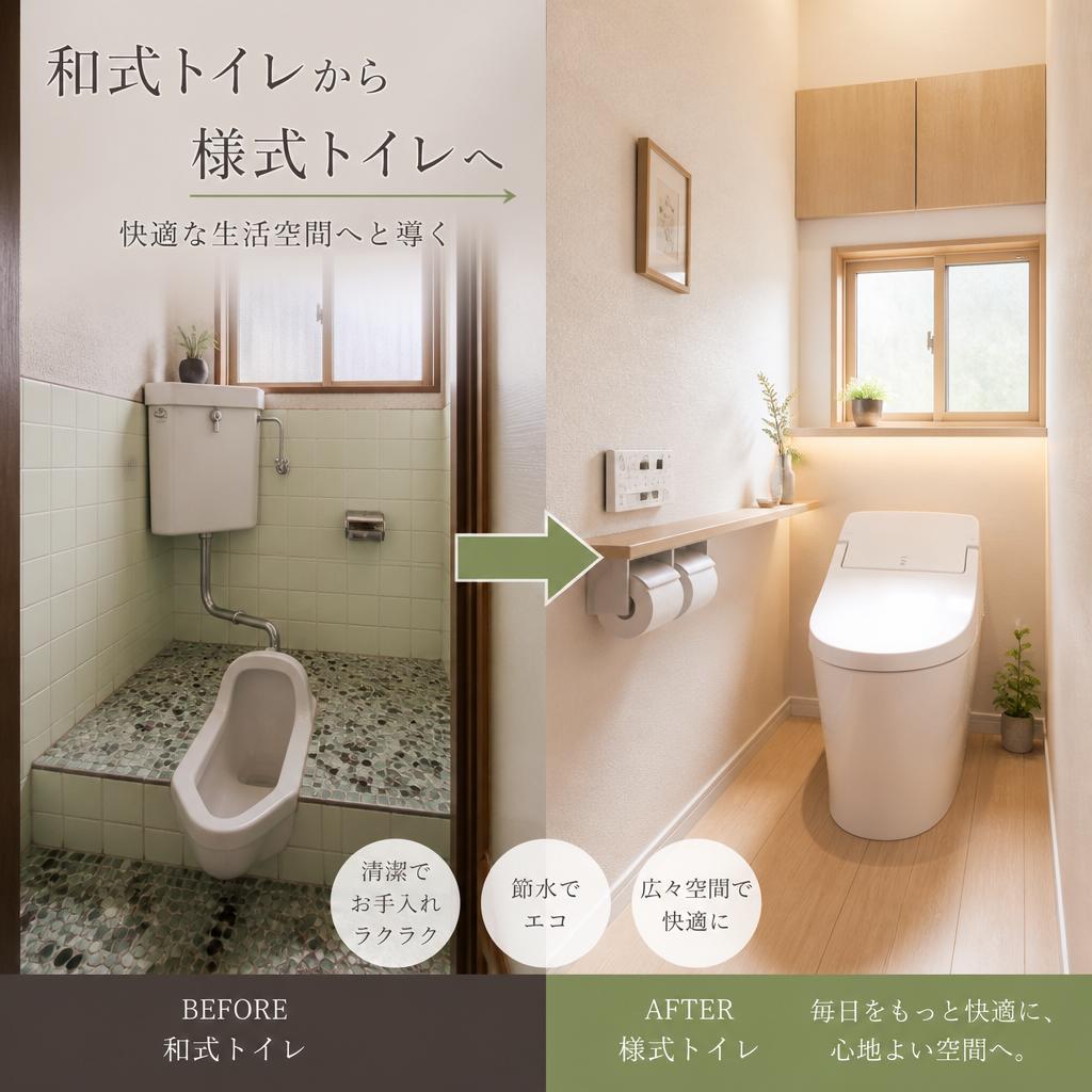和式トイレから様式トイレへ、快適な生活空間へと導く