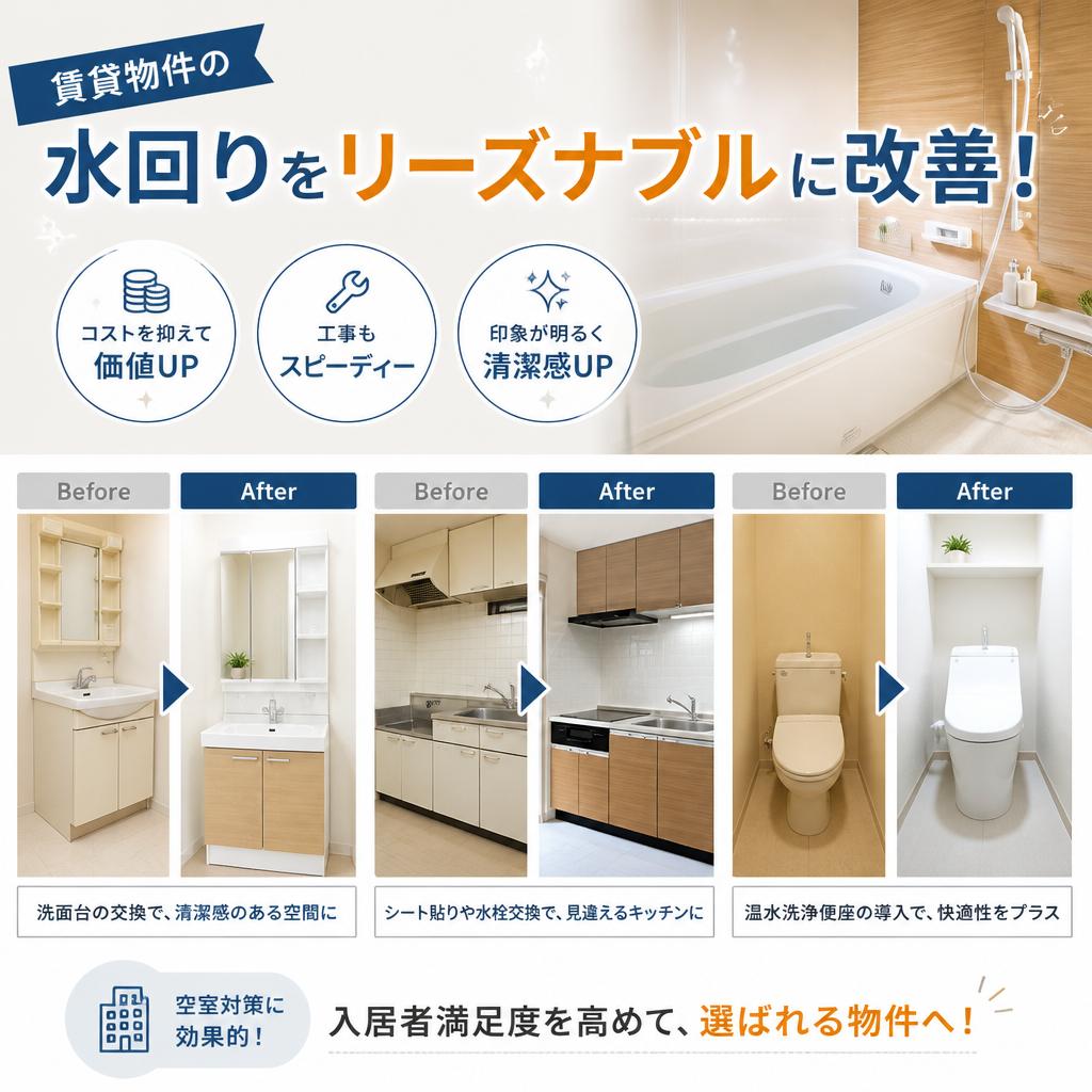 賃貸物件の水回りをリーズナブルに改善！