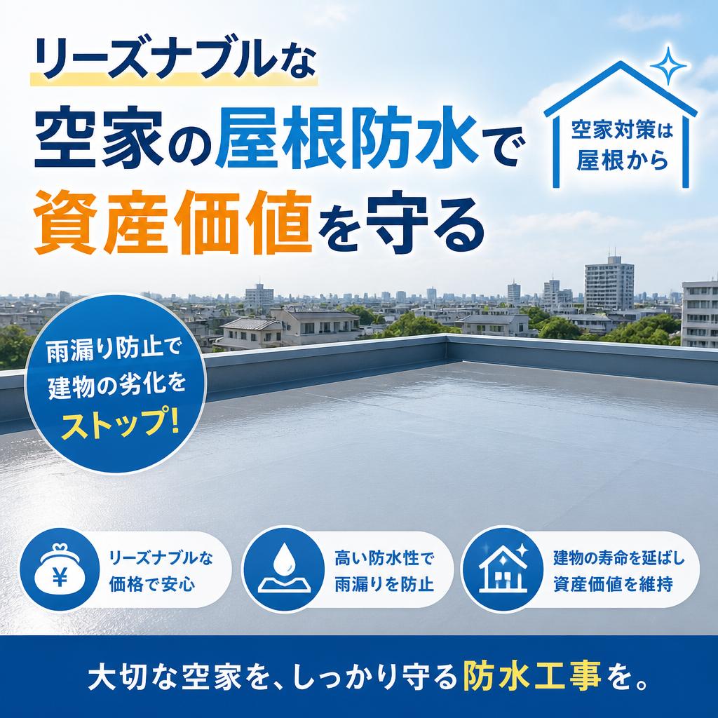 リーズナブルな空家の屋根防水で資産価値を守る