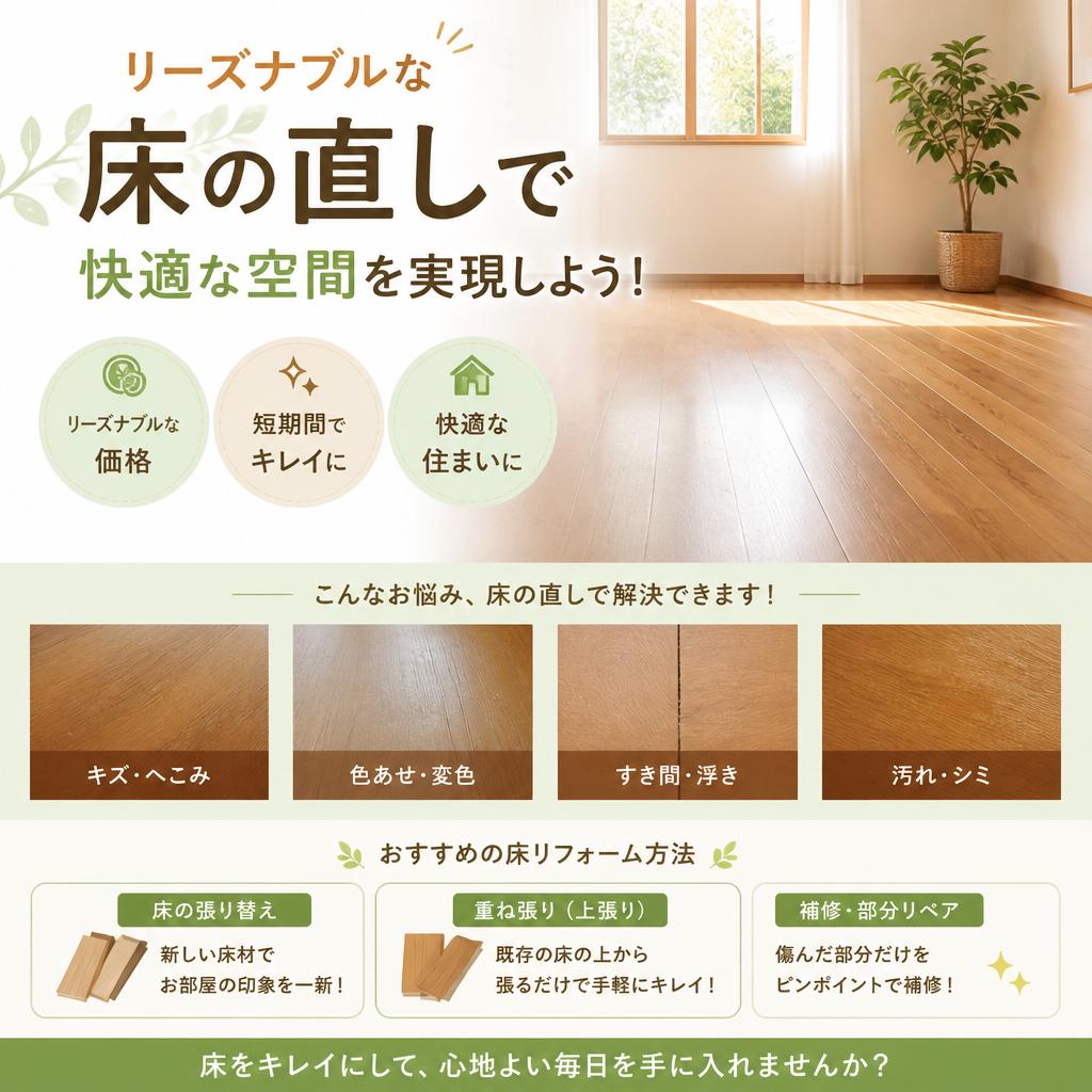 リーズナブルな床の直しで快適な空間を実現しよう！