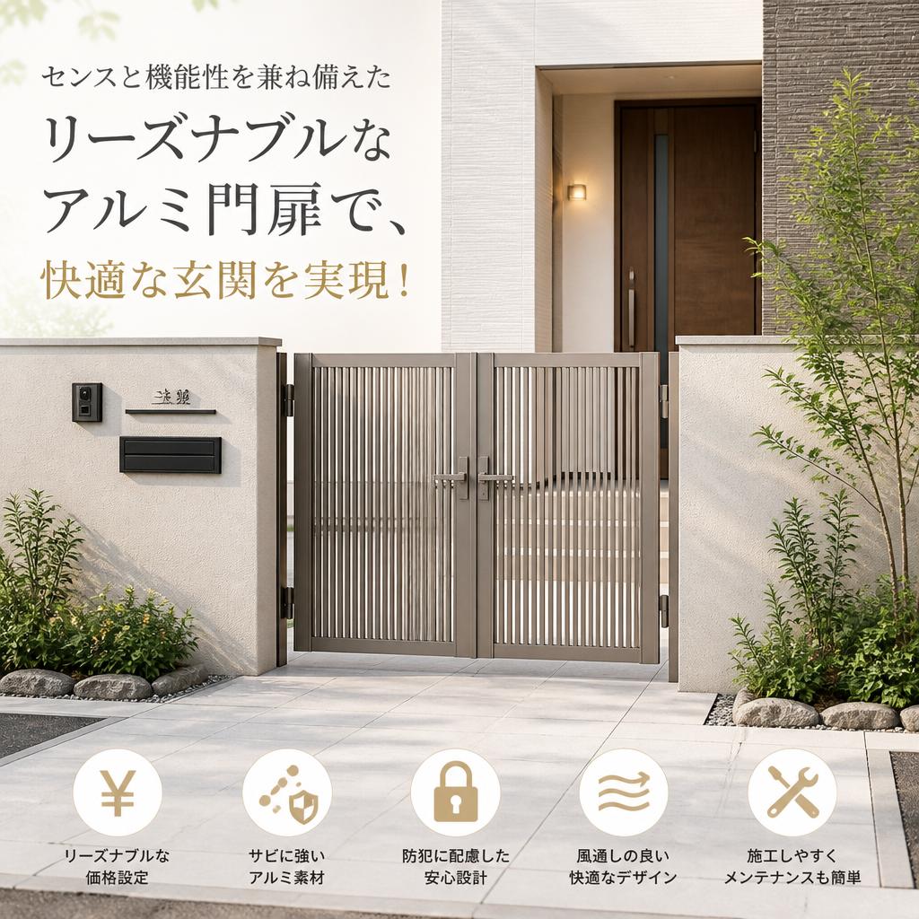 センスと機能性を兼ね備えたリーズナブルなアルミ門扉で、快適な玄関を実現！