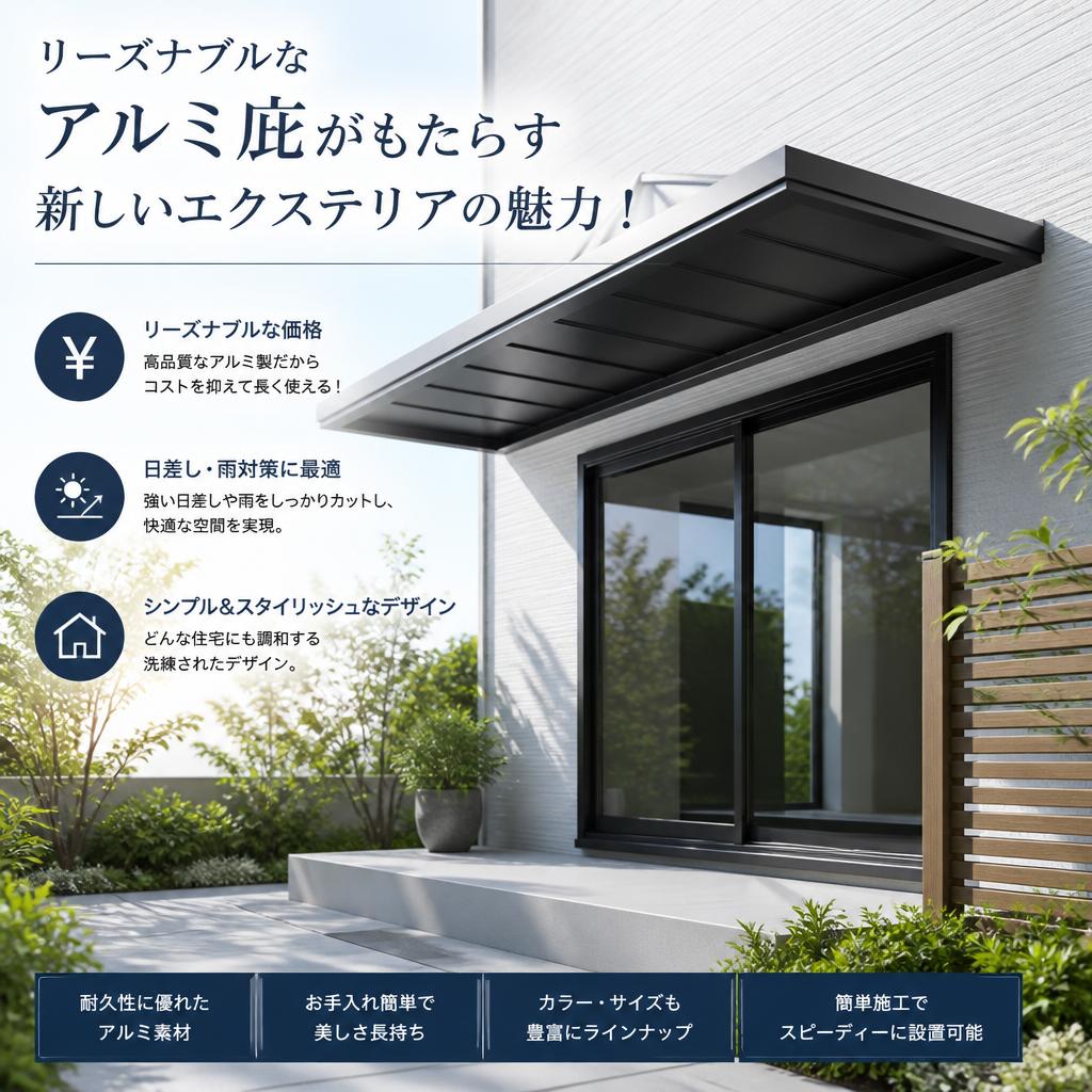 リーズナブルなアルミ庇がもたらす新しいエクステリアの魅力！
