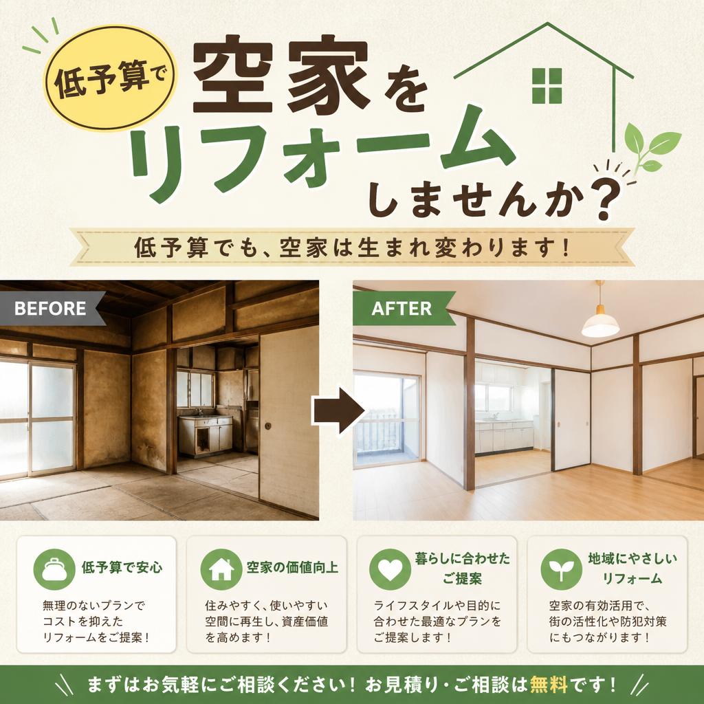 低予算で空家をリフォームしませんか？