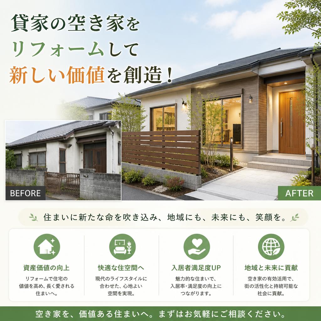貸家の空き家をリフォームして新しい価値を創造！
