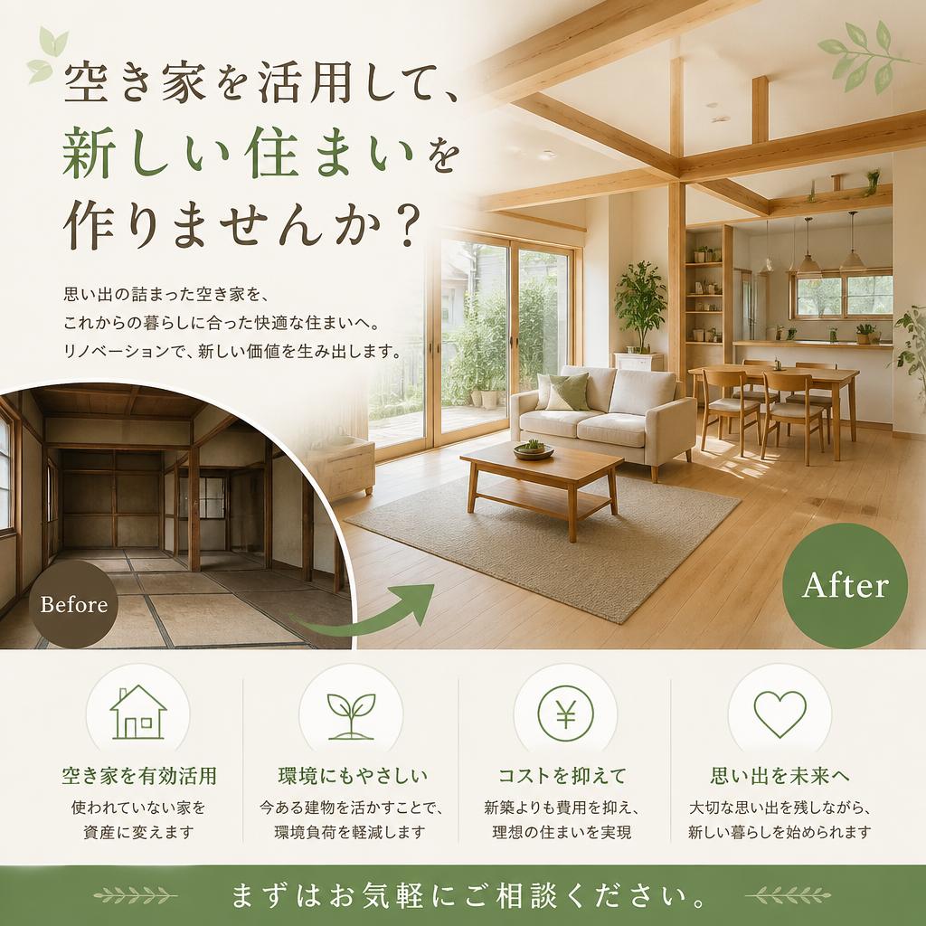 空き家を活用して、新しい住まいを作りませんか？