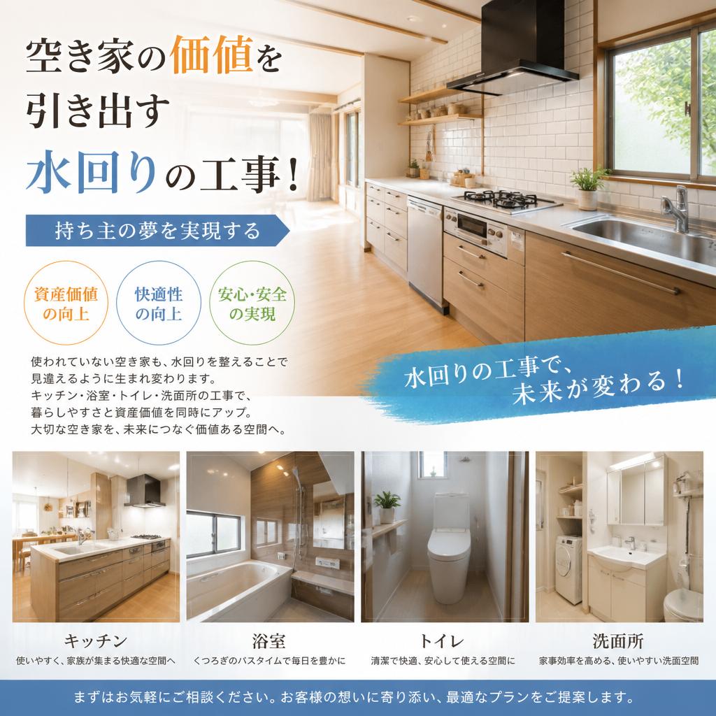 空き家の価値を引き出す水回りの工事！持ち主の夢を実現する