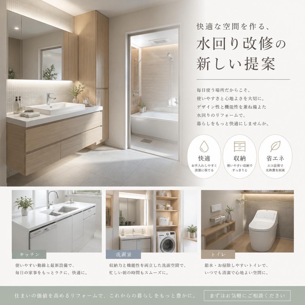 快適な空間を作る、水回り改修の新しい提案
