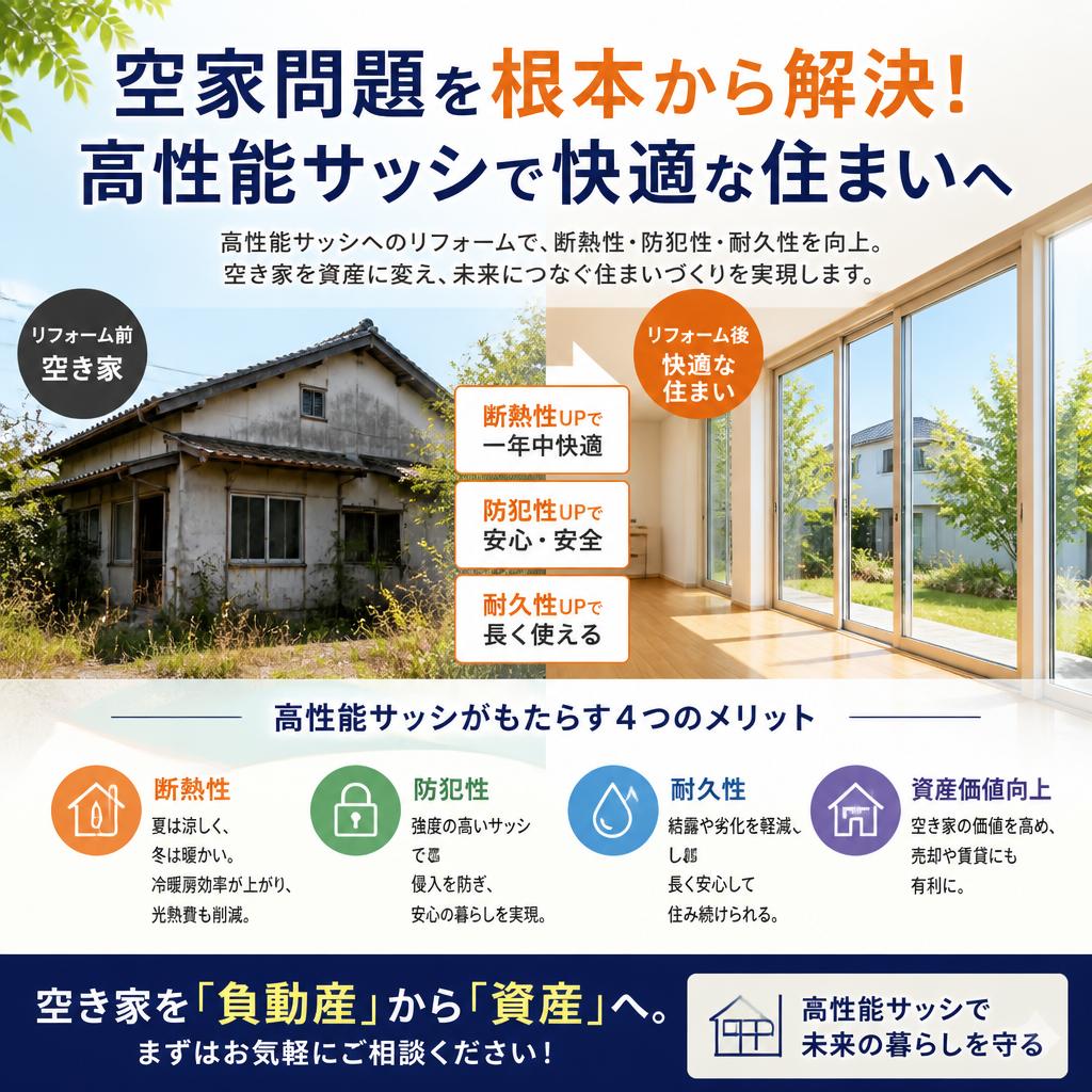 空家問題を根本から解決！高性能サッシで快適な住まいへ
