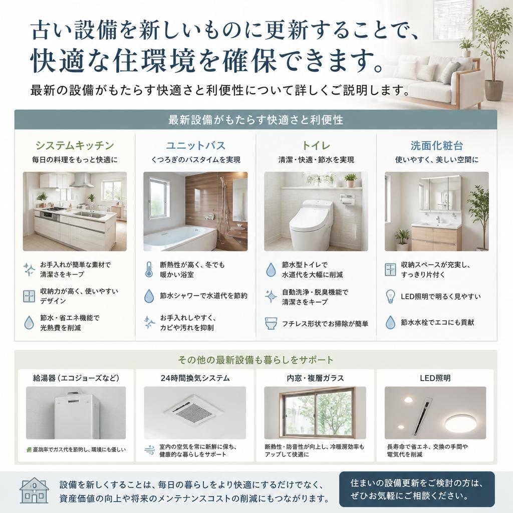 設備の更新による快適さの向上