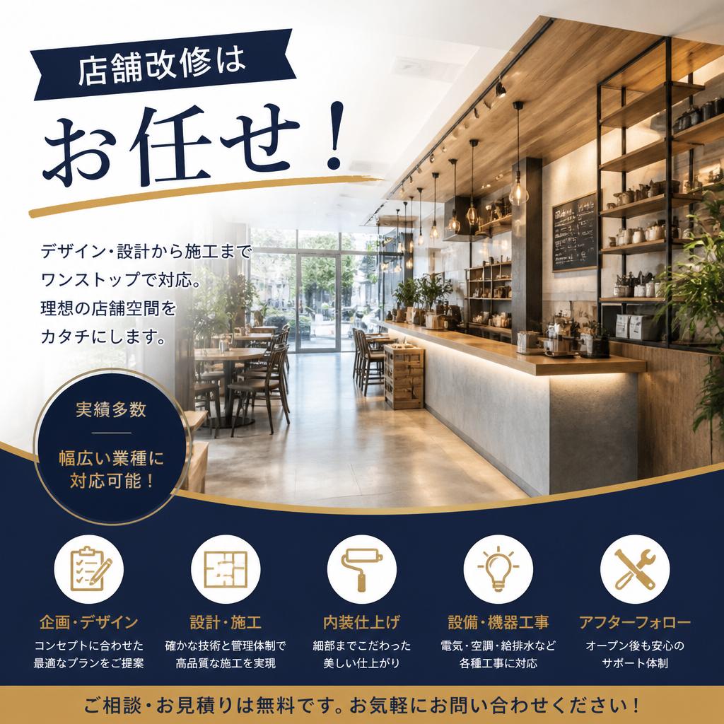 店舗改修はお任せ！