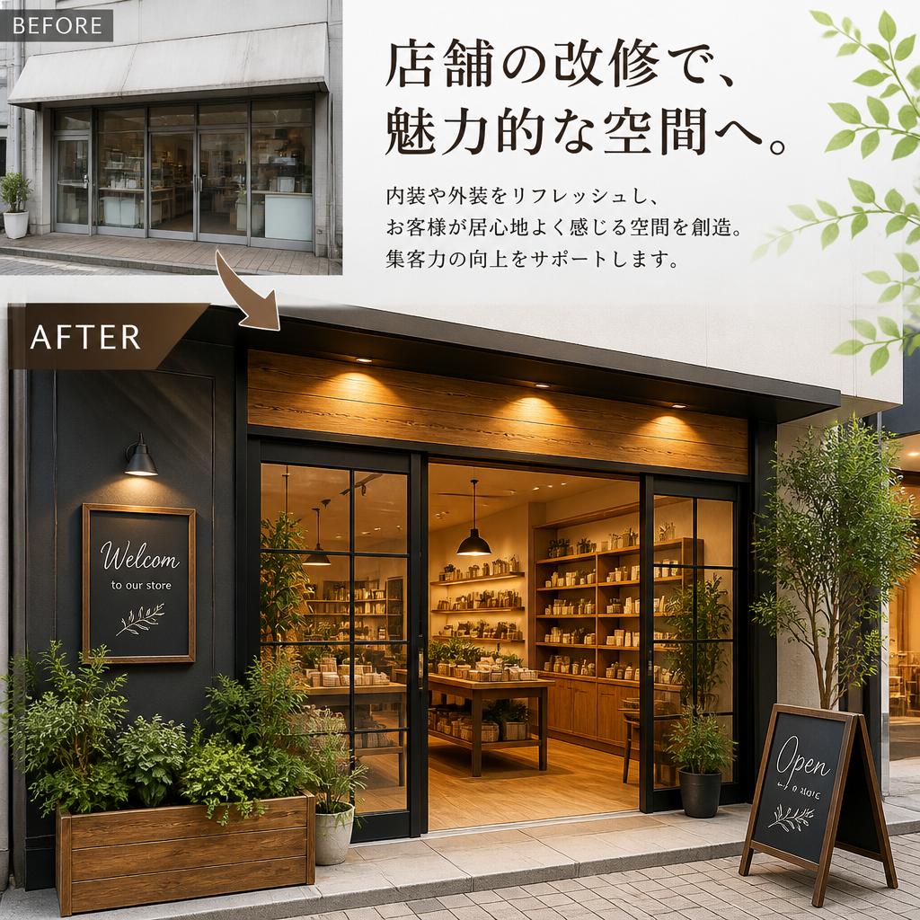 店舗改修で集客力UP！