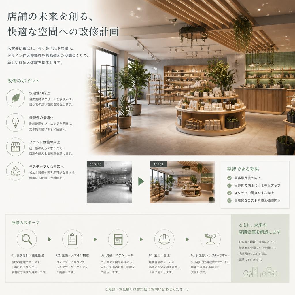 店舗の未来を創る、快適な空間への改修計画
