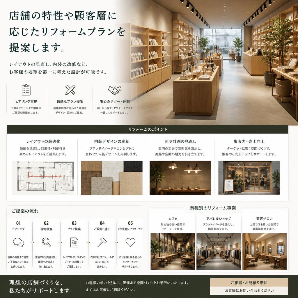 店舗改修：ニーズに応じた柔軟なアプローチ