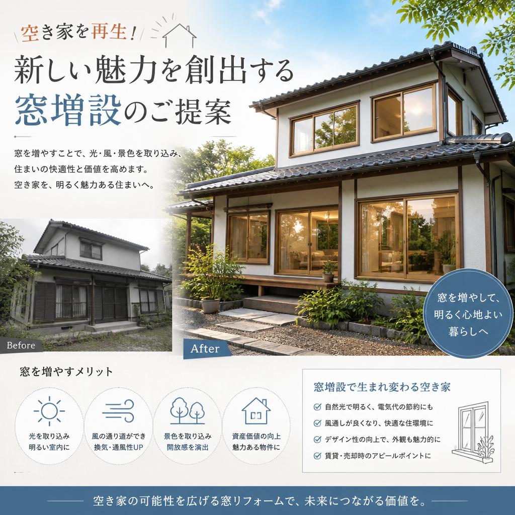 空き家を再生！新しい魅力を創出する窓増設のご提案