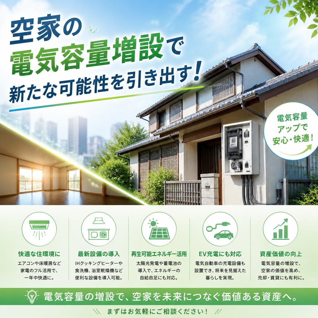 空家の電気容量増設で新たな可能性を引き出す！