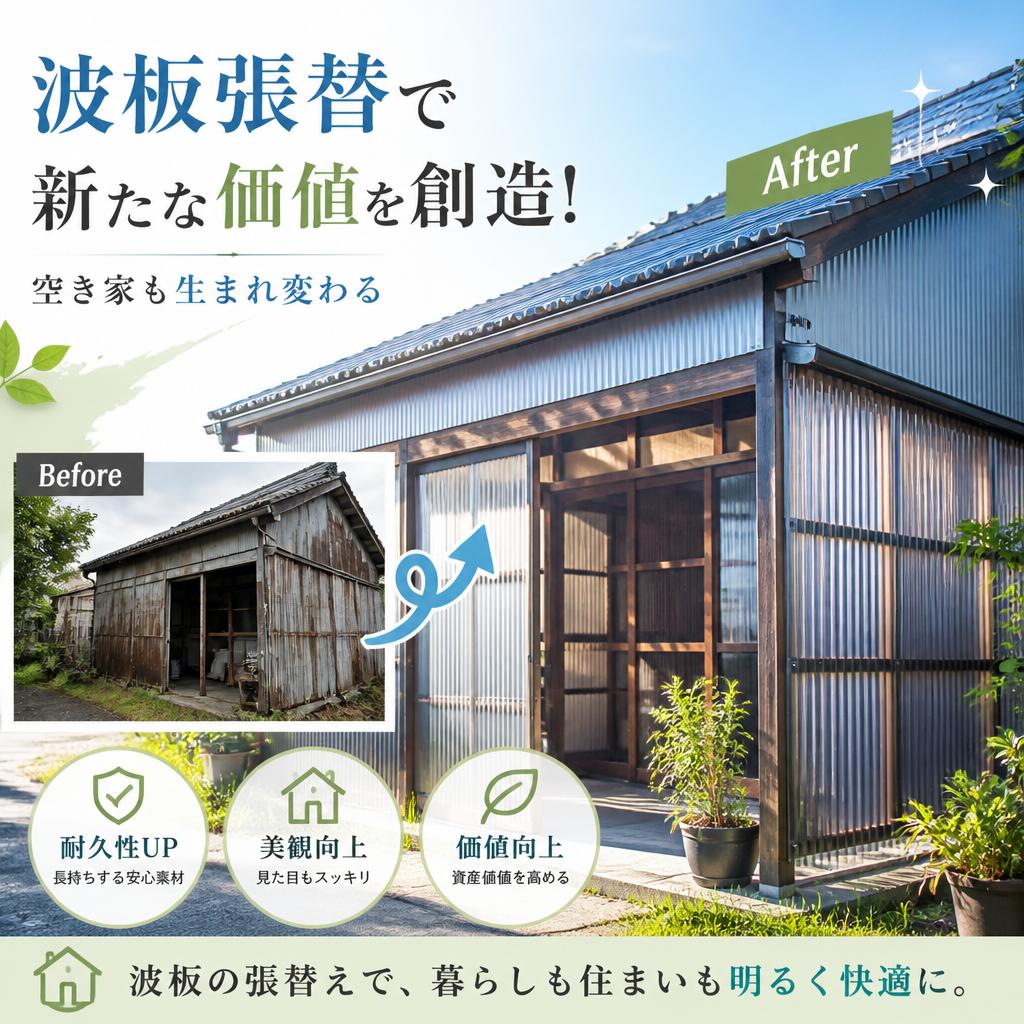 波板張替で新たな価値を創造！空き家も生まれ変わる