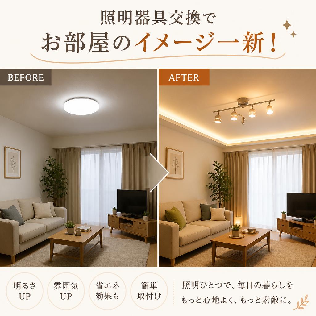 照明器具交換でお部屋のイメージ一新！