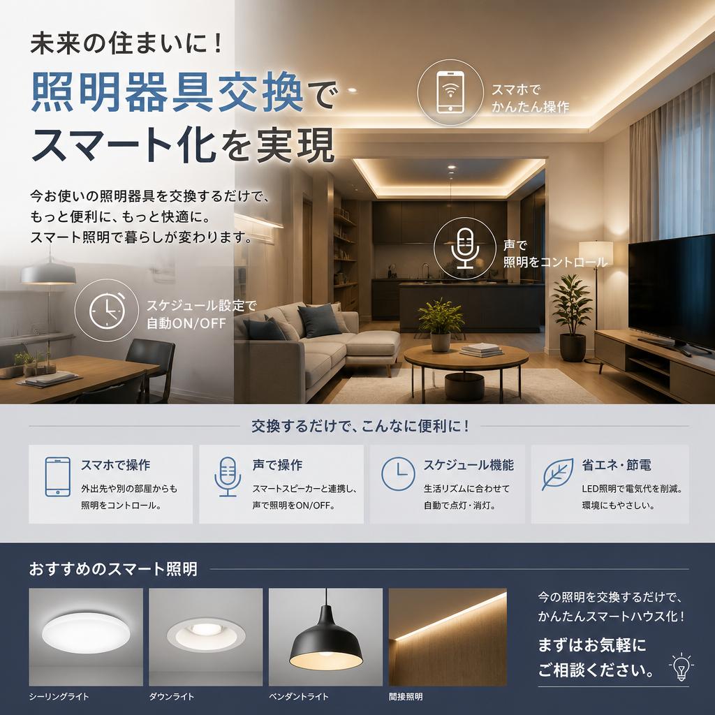 未来の住まいに！照明器具交換でスマート化を実現