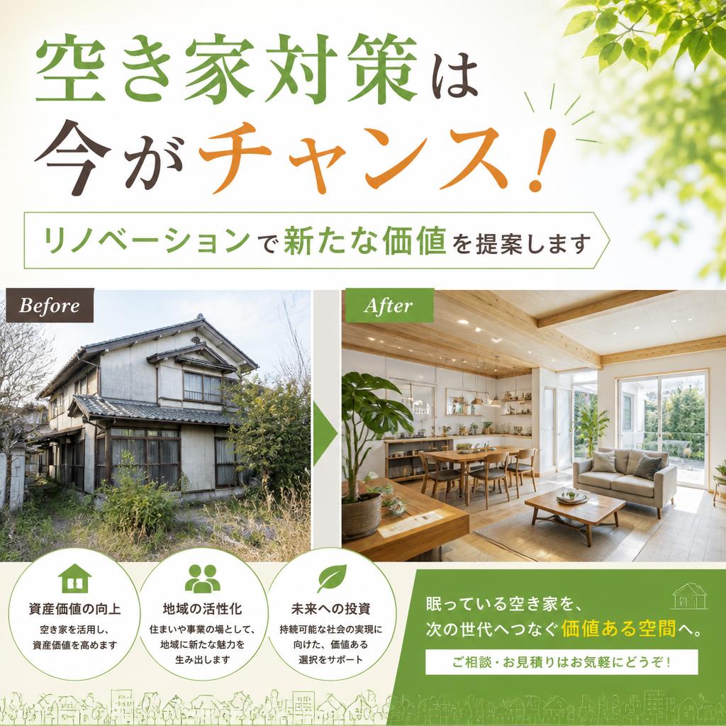 空き家対策は今がチャンス！リノベーションで新たな価値を提案します