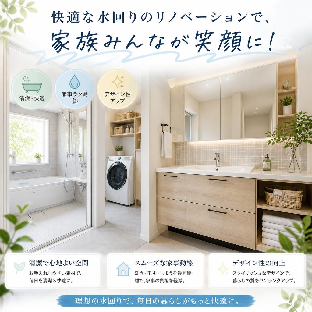 快適な水回りのリノベーションで、家族みんなが笑顔に！