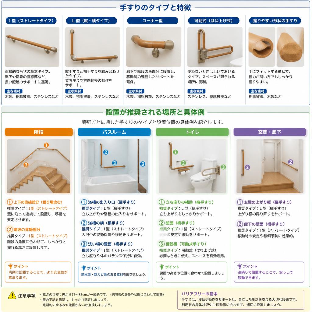 手すりの種類と設置場所