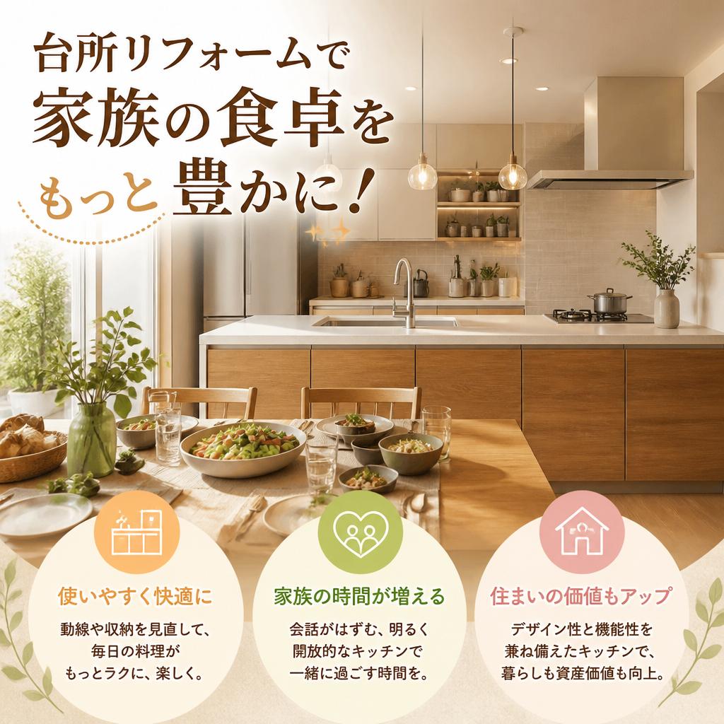 台所リフォームで家族の食卓をもっと豊かに！