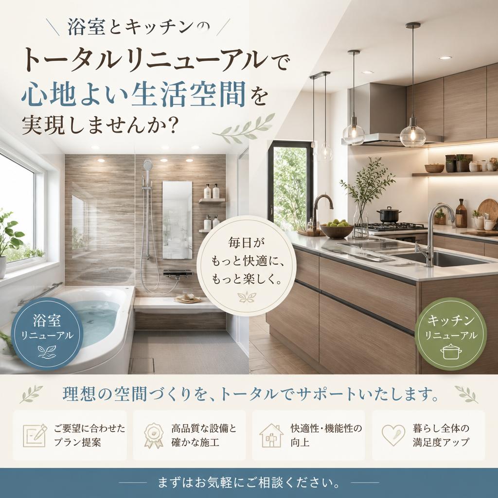 浴室とキッチンのトータルリニューアルで心地よい生活空間を実現しませんか？